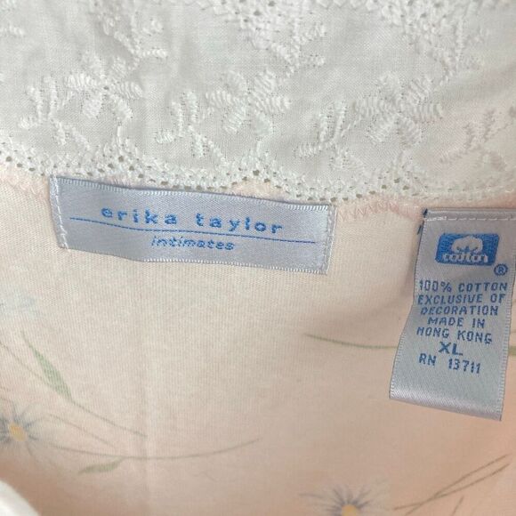 Vintage NWT Erika Taylor Intimates 100% Cotton Floral Chemise Gown Cottage sz XL - Picture 4 of 7